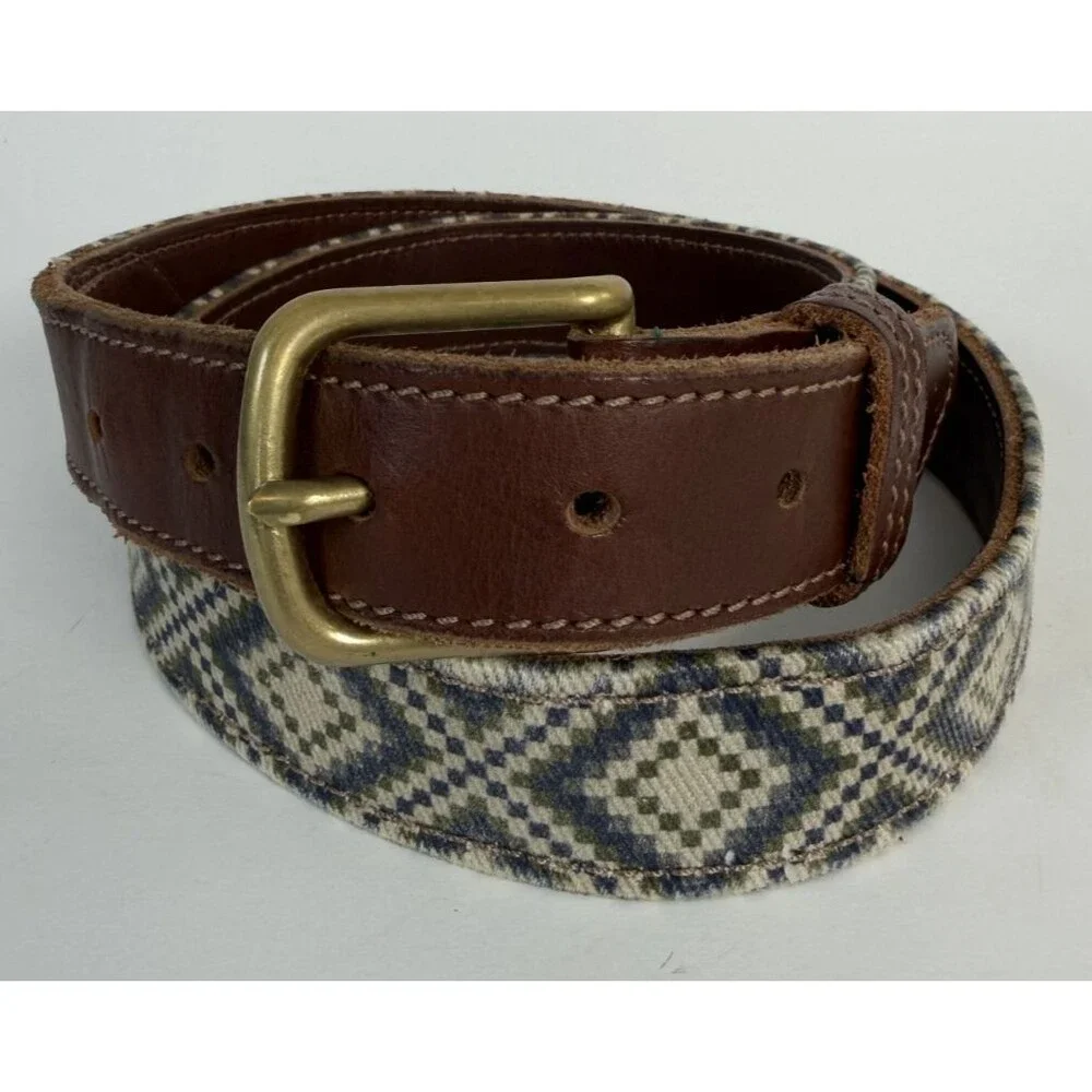 Western TSG Casual Leather and Canvas Belt Men’s 34 Southwest Design Quality